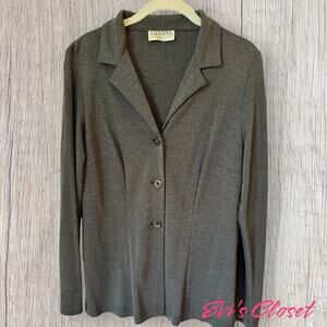 Gianni Women's Vintage Cardigan Size 14 Grey Brown 3 Button Made USA